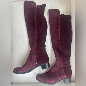 Marc Fisher Burgundy Knee-High Boots Suede Leather Upper Size 8.5